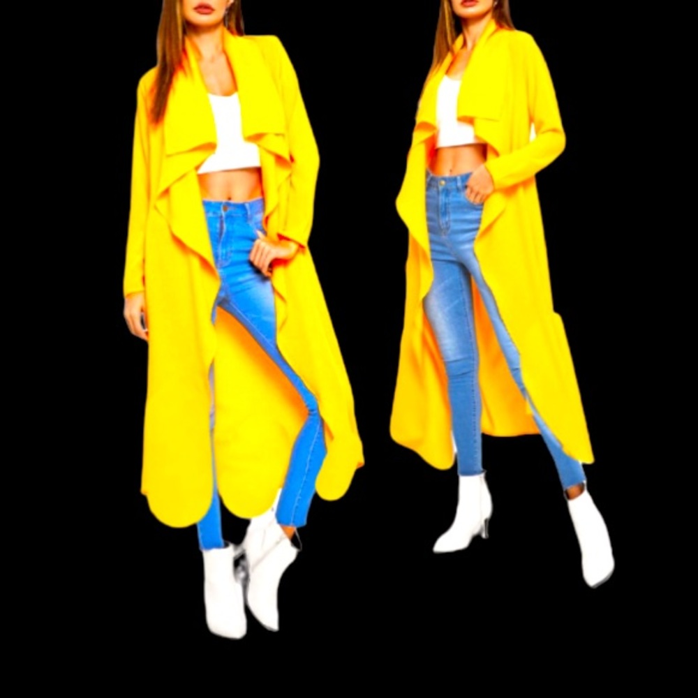 Cardigan sweater jacket kimono yellow fashion open front maxi